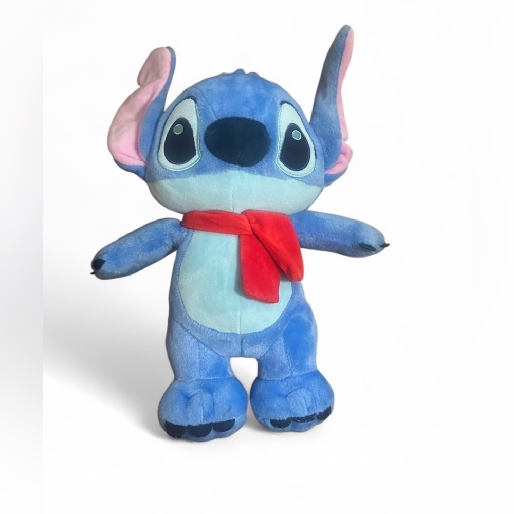 Disney Blue and Pink Stitch Plush with Red Scarf